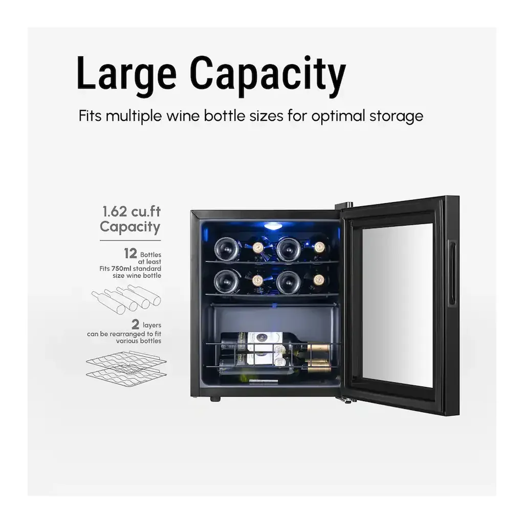 EditionSANI-yeego-mj-yg-wsjc46-25us-12827628-02 Yeego MJ-YG-WSJC46-25US — 12-Bottle Freestanding Wine Refrigerator — Black