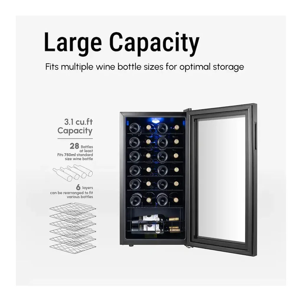 EditionSANI-yeego-mj-yg-wsjc88-25us-12827613-02 Yeego MJ-YG-WSJC88-25US — 28-Bottle Freestanding Compressor Wine Refrigerator — Black