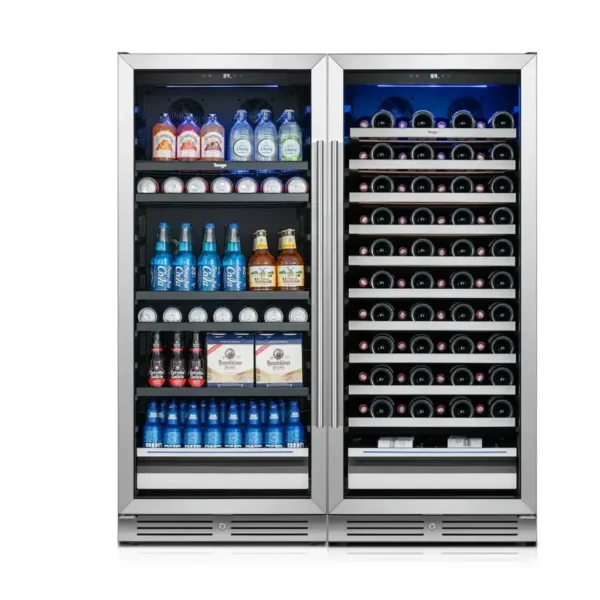 EditionSANI-yeego-yg-bs275-ws275-11121184-01 Yeego YG-BS275+WS275 — Wine and Beverage Refrigerator Bundle, 89 Bottles and 238 Cans — Silver