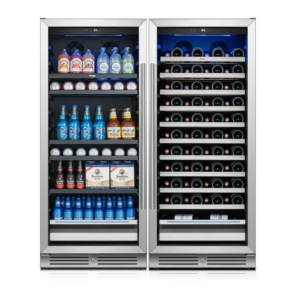 EditionSANI-yeego-yg-bs275-ws275-11121184-02 Yeego YG-BS275+WS275 — Wine and Beverage Refrigerator Bundle, 89 Bottles and 238 Cans — Silver