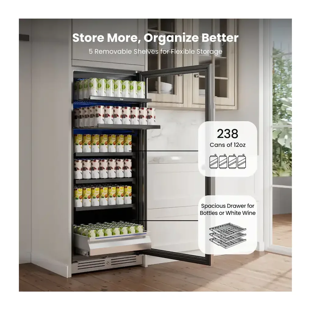 EditionSANI-yeego-yg-bs275l-23us-12039553-04 Yeego YG-BS275L-23US — 238-Can 24-Inch Beverage Refrigerator — Silver