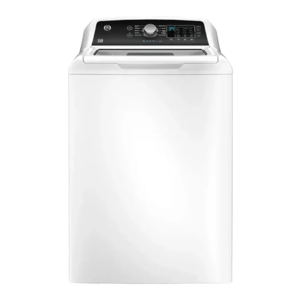 EditionSANI_GE_GTW585BSVWS_01 GE GTW585BSVWS top-load washer front view, White with Matte Black