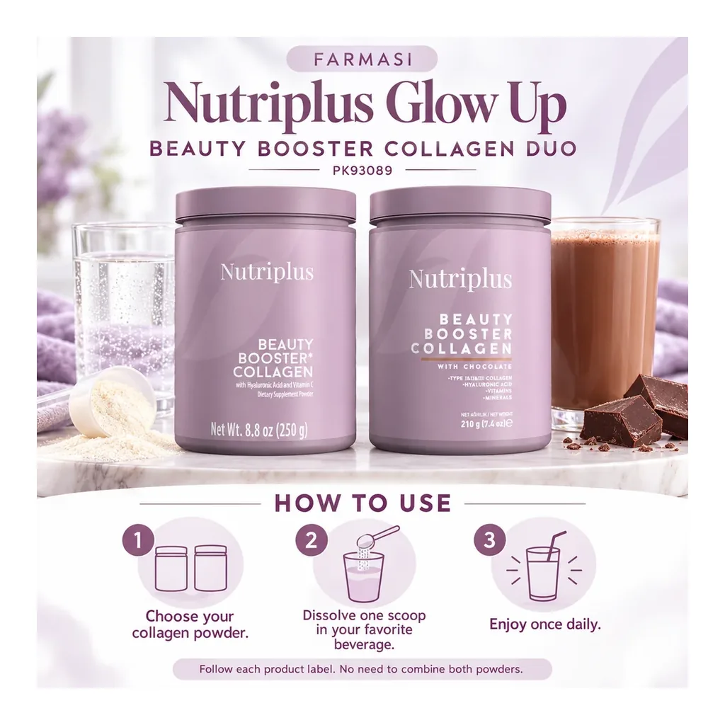 FARMASI Glow Up Collagen Duo – Unflavored and Chocolate – how to use FARMASI Nutriplus Glow Up Collagen Duo, unflavored 250 g and chocolate 210 g, how to use