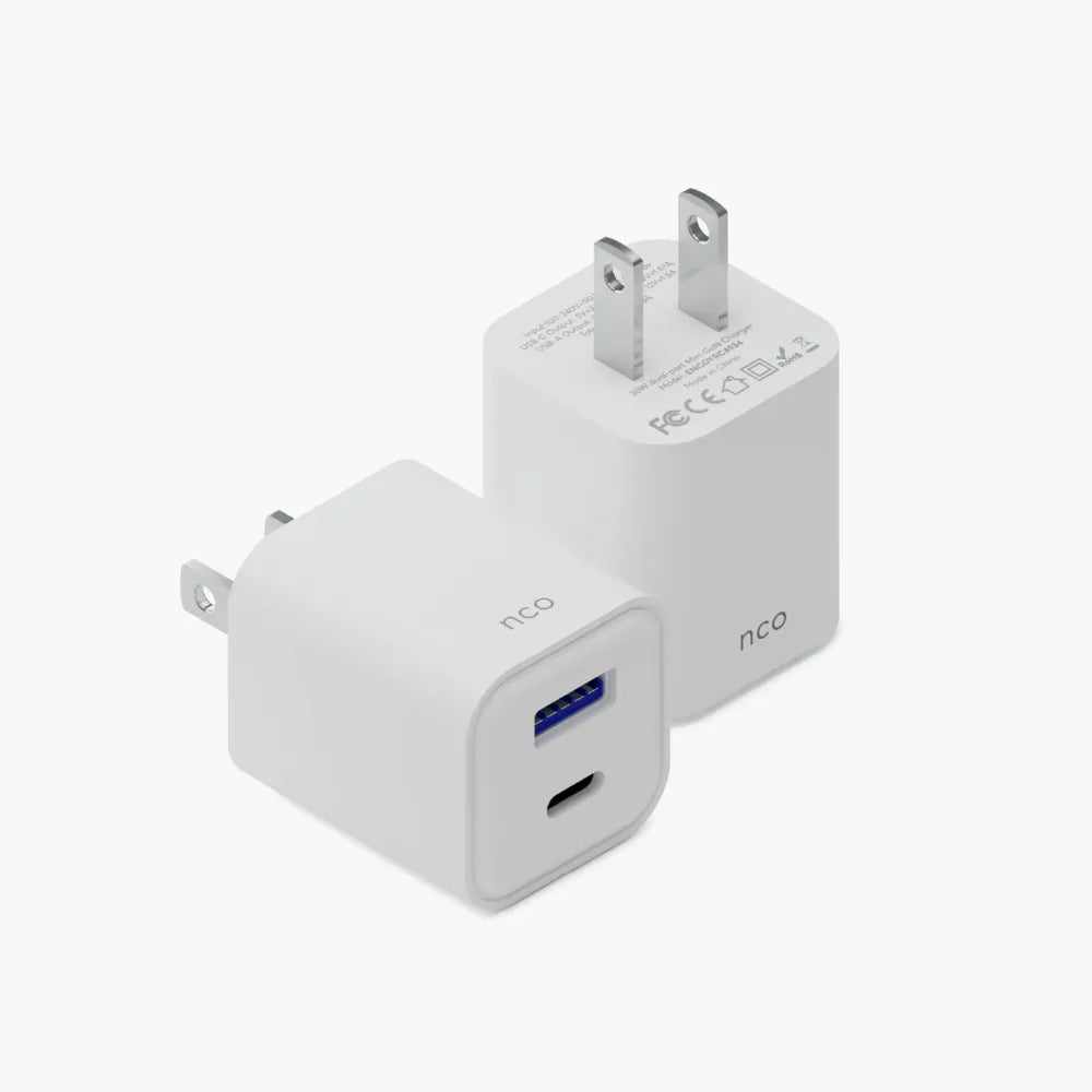 YRC4941_2.jpg Wall Charger NCO PowerPlug Mini 35W USB-to + USB-C - White