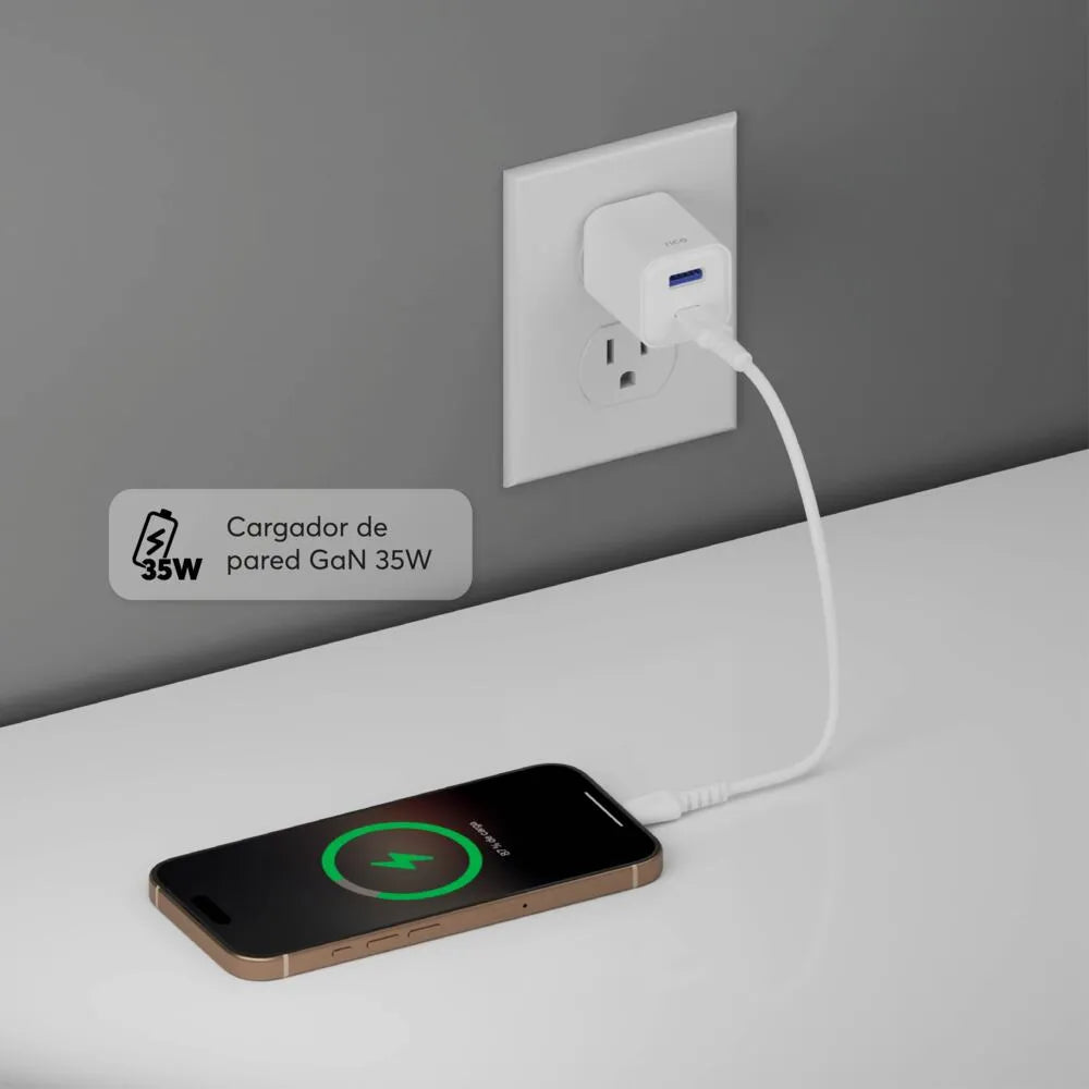 YRC4941_3.jpg Wall Charger NCO PowerPlug Mini 35W USB-to + USB-C - White