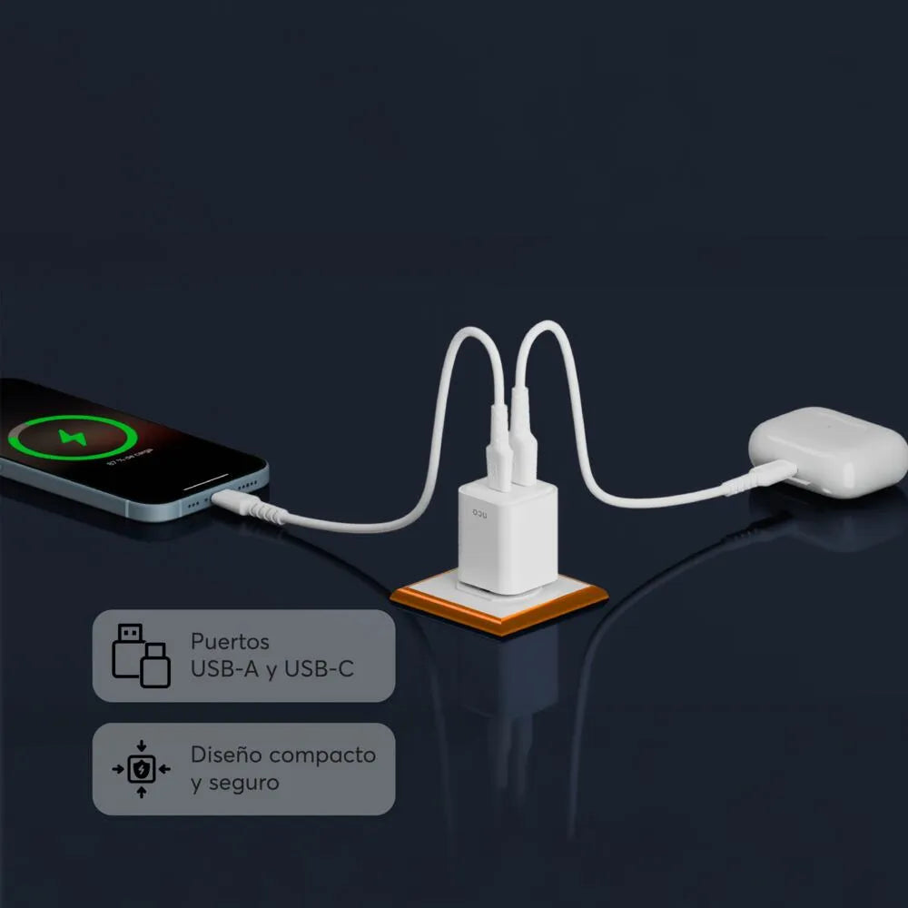 YRC4941_4.jpg Wall Charger NCO PowerPlug Mini 35W USB-to + USB-C - White