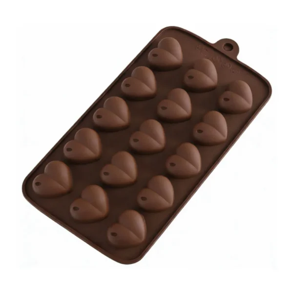 a03bfe6b-91e9-4cdb-af3d-fb47b6707416.jpg Kitcheniva - Silicone Heart Design Chocolate Drop Mold (4.1 x 8.3 Inch) - Makes 15 Chocolate Drops