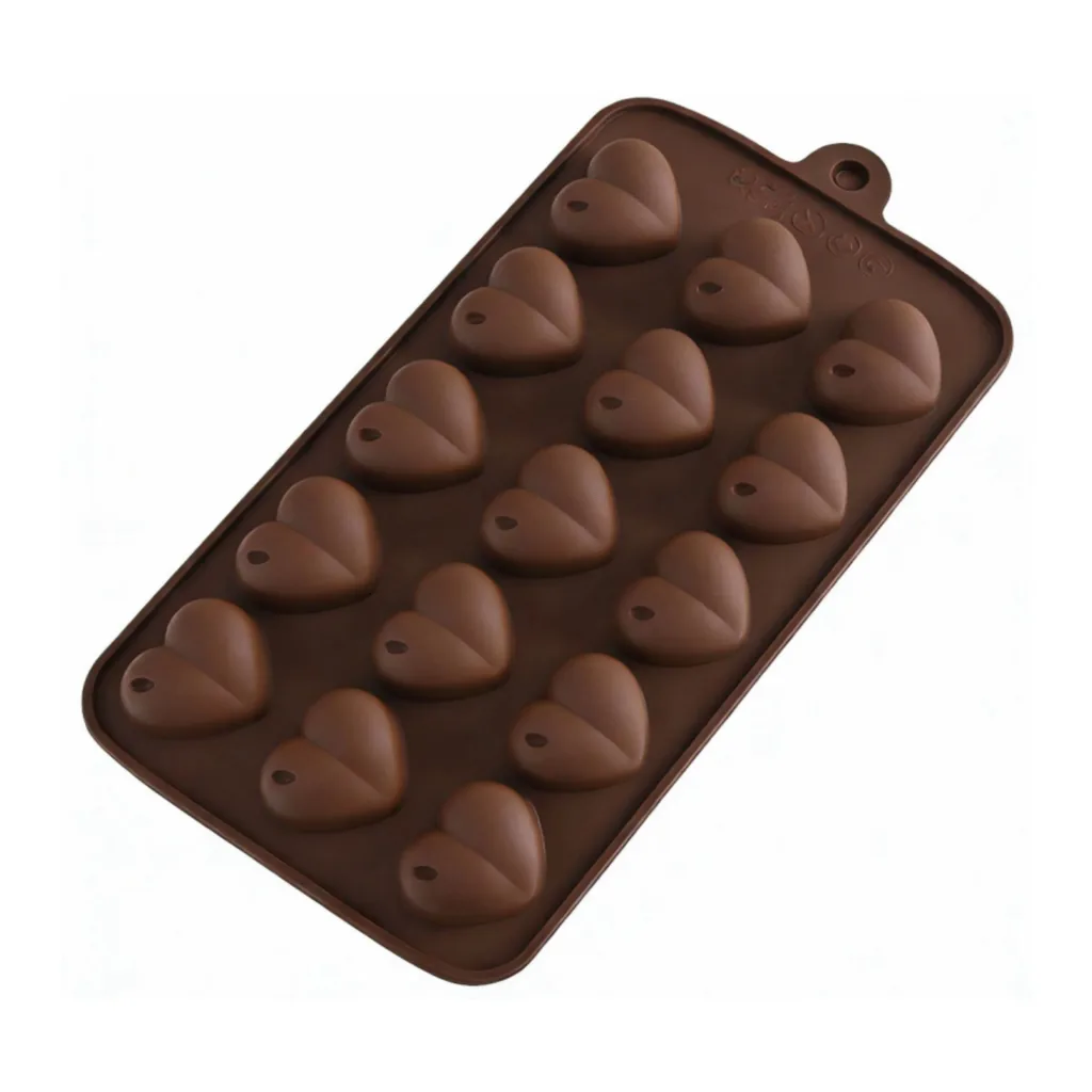 a03bfe6b-91e9-4cdb-af3d-fb47b6707416.jpg Kitcheniva - Silicone Heart Design Chocolate Drop Mold (4.1 x 8.3 Inch) - Makes 15 Chocolate Drops