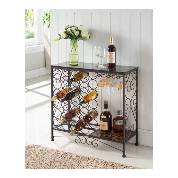 a044d4fe-da1f-4b89-a00e-be072c3a1b15.jpg Kings Brand Furniture - Freestanding Wine Rack Table, Liquor Bar Cabinet with Wine Storage - Holds 24 Bottles - Rust/Copper