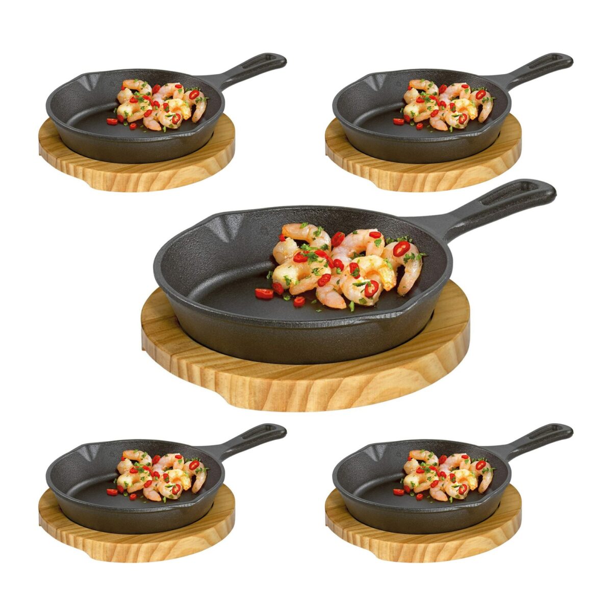 a169d9c2-5872-45dc-afab-62ff570e4fc8.jpg Kuechenprofi - Kchenprofi Serving Pan Round With Wooden Board (5-pack) (Restaurant pack) - Black
