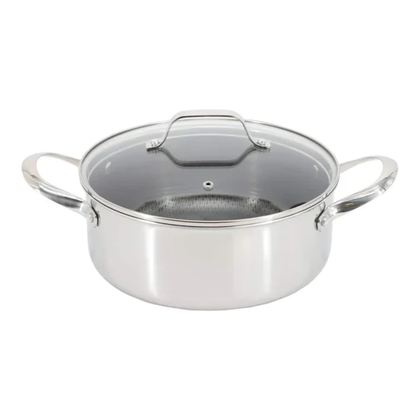 a1ca6e6e-625a-4bbb-8656-940ae3c448ab.jpg Oster - Modessa 4.5 Quart Nonstick Triply Stainless Steel Dutch Oven with Honeycomb Design - Silver