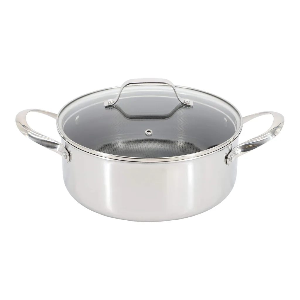 a1ca6e6e-625a-4bbb-8656-940ae3c448ab.jpg Oster - Modessa 4.5 Quart Nonstick Triply Stainless Steel Dutch Oven with Honeycomb Design - Silver