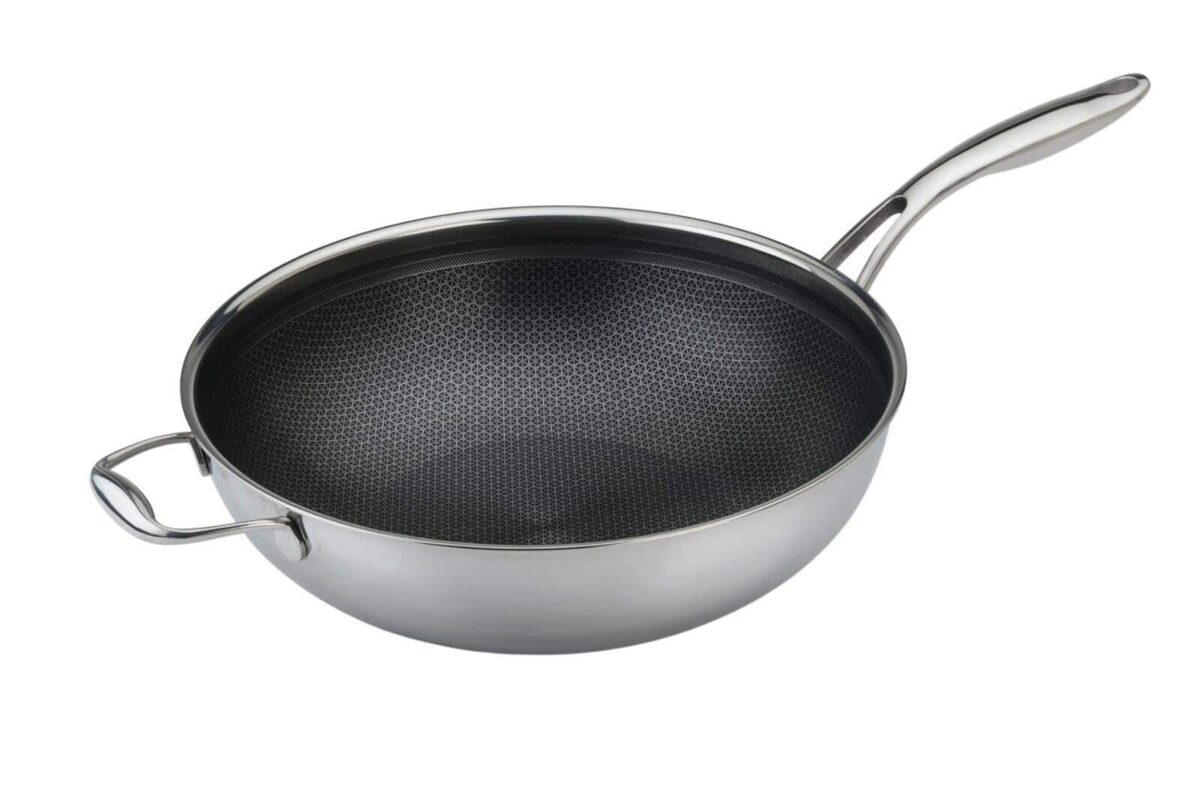 a2066a48-95bd-408a-8872-f0f7c645daca.jpg Frieling - Black Cube 12-1/2 Inch Stainless/Nonstick Hybrid Wok - Silver