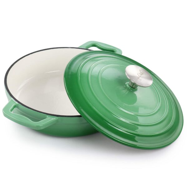 a24d7685-08c6-4747-9cf7-2372e85b7a17.jpg MegaChef - 2 Quart Round Enameled Cast Iron Braiser Pan - Green