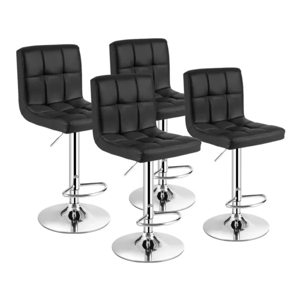 a2fa1a51-46fa-42e9-baff-0a83647c1600.jpg Costway - Set of 4 PU Leather Bar Stool Swivel Bar Chair w/ Adjustable Height - Balck