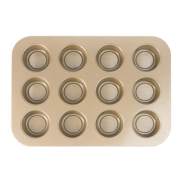 a385543c-ca63-43bc-889c-1018af41e7a7.jpg Cuisipro - 12-Cup Steel Nonstick Muffin Baking Pan - Brown