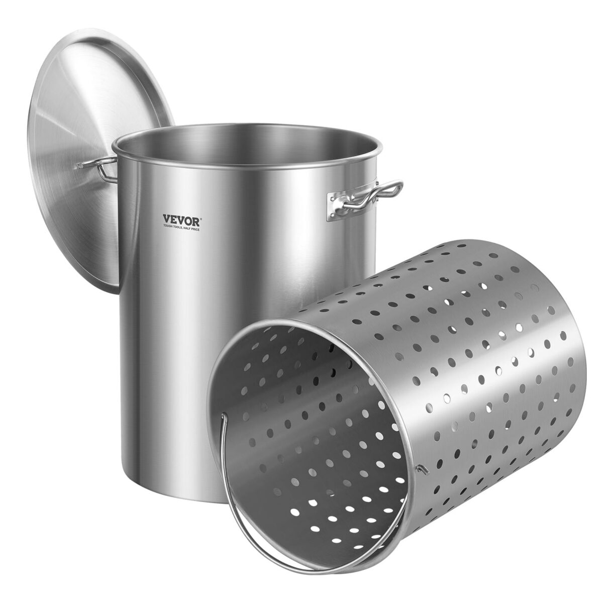 a3c8c1f7-35d9-4fe1-ac71-5459da2dcc20.jpg VEVOR - Stainless Steel Stockpot, 36 Quart Cooking Pots, Cookware Sauce Pot with Basket, Lid, and Handle, Grade Stock Pot - Stainless steel color