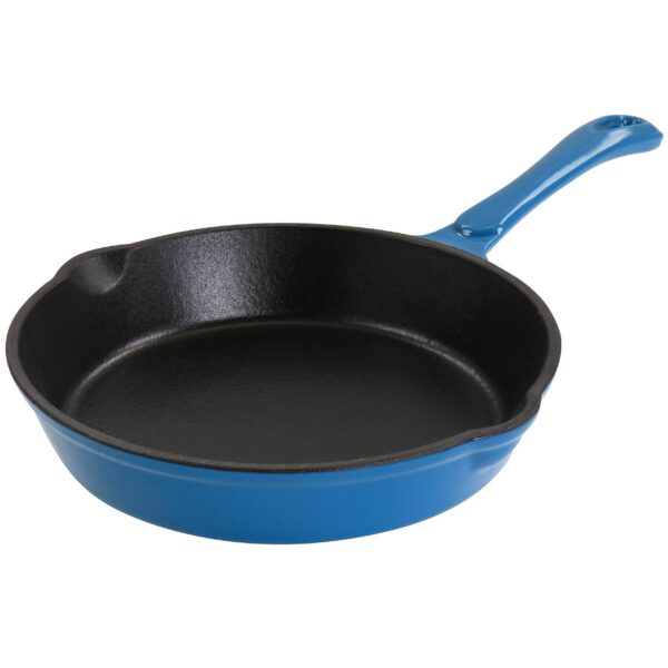 a3ef41ed-ada9-48f6-9130-ad6e2f33527c.jpg MegaChef - Enameled Round 8 Inch PreSeasoned Cast Iron Frying Pan - Turquoise