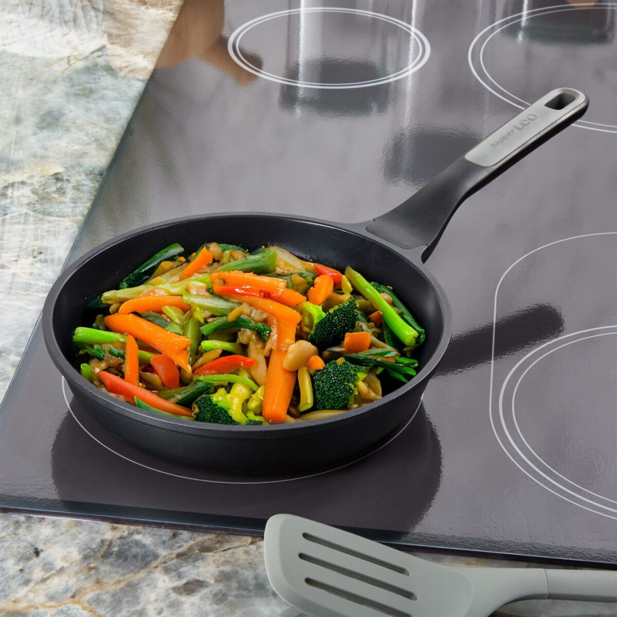 a5277e06-7526-4126-af9e-014fb211ee1f.jpg BergHOFF - Leo Stone+ Aluminum Nonstick Ceramic Fry Pan 10", Recycled - Black