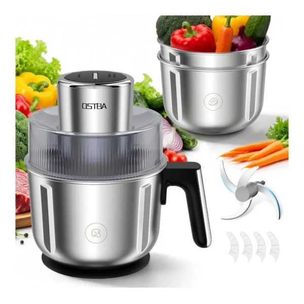 a5b85185-b420-460e-b5e1-876d5117baf1.jpg OSTBA 25JM08-Q Food Processor with 3 Bowls, 350W Meat Grinder & Vegetable Chopper – Silver