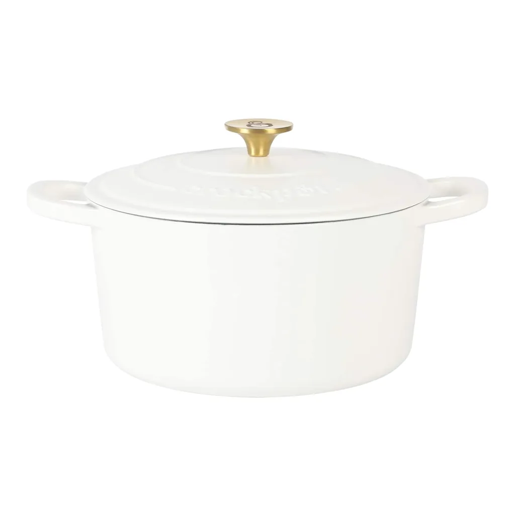 a73cb59a-b08e-47bf-ab4b-8861645c321b.jpg Crockpot - Artisan 5 Quart Round Enameled Cast Iron Dutch Oven with Lid - Linen