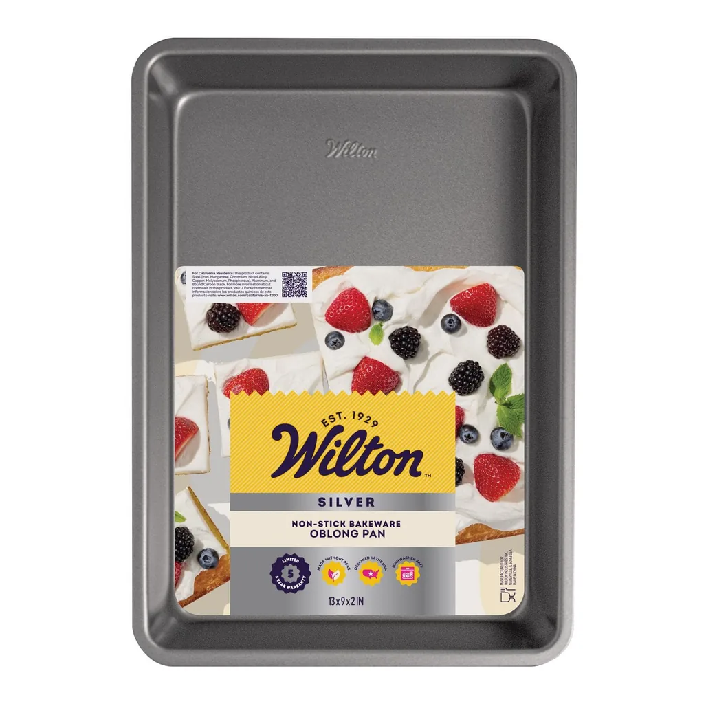 a85bd1c5-8394-4ad4-bbf0-ef4b9213b92a.jpg Wilton - Silver 13 in. W X 9 in. L Oblong Cake Pan Gray 1 pc