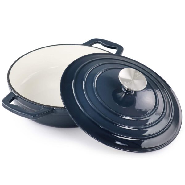 a8a4161d-dd9a-482c-9b27-b30a58785be7.jpg MegaChef - 2 Quart Round Enameled Cast Iron Braiser Pan - Dark Blue