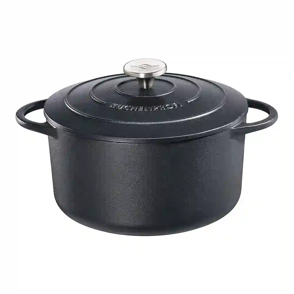 a8f59174-1fb3-4e6d-8ce8-b2dfefc1bfbd.jpg Kuchenprofi - Provence Enameled Cast Iron Round Dutch Oven, 11" dia., 7 qt - Classic Black