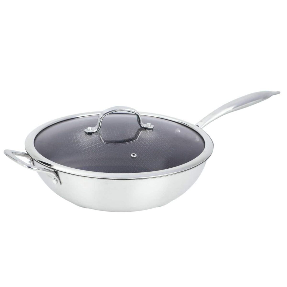 a8fe24bb-c566-408d-a127-cf73202f2fac.jpg Brentwood - B-wh30l 12-in. 4.2-qt. 3-ply Hybrid Non-stick Stainless Steel Wok With Glass Lid - Silver