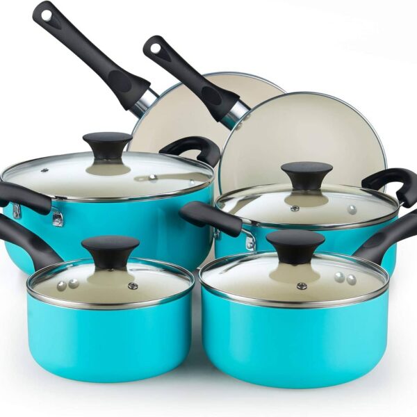 aaea93e2-8a7a-4e92-b084-44d1d094fd6f.jpg Cook N Home - 10 Piece Nonstick Ceramic Coating Cookware Set - Turquoise