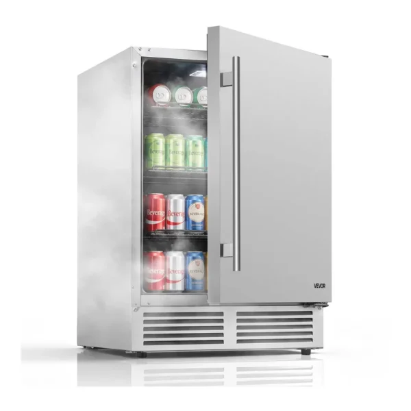 acd4f01e-5975-48da-b62c-be62304b1385.jpg VEVOR - Outdoor Beverage Refrigerator, 24 Inch Undercounter Drink Fridge, 304 Stainless Steel Body, 5.0 Cu. Ft, Hold 180 Cans - Silver