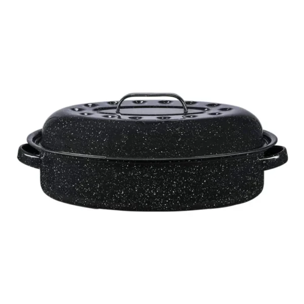 ad96bed0-aff4-48e3-bf83-ede10e37d60f.jpg Granite Ware - Covered Oval Roaster, 15-Inch, 10 Lb Capacity - Speckled Black