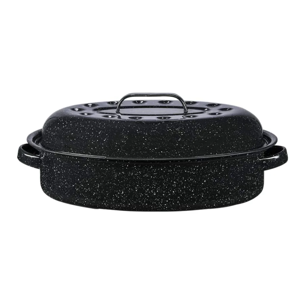 ad96bed0-aff4-48e3-bf83-ede10e37d60f.jpg Granite Ware - Covered Oval Roaster, 15-Inch, 10 Lb Capacity - Speckled Black