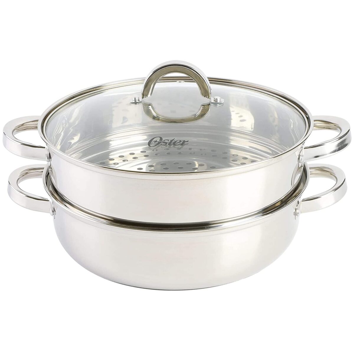 b0c7f2e6-b2c1-443b-af73-54be14f3a95f.jpg Oster - Sangerfield 3 Piece 11 Inch Stainless Steel Everyday Pan with Steamer and Lid - Silver