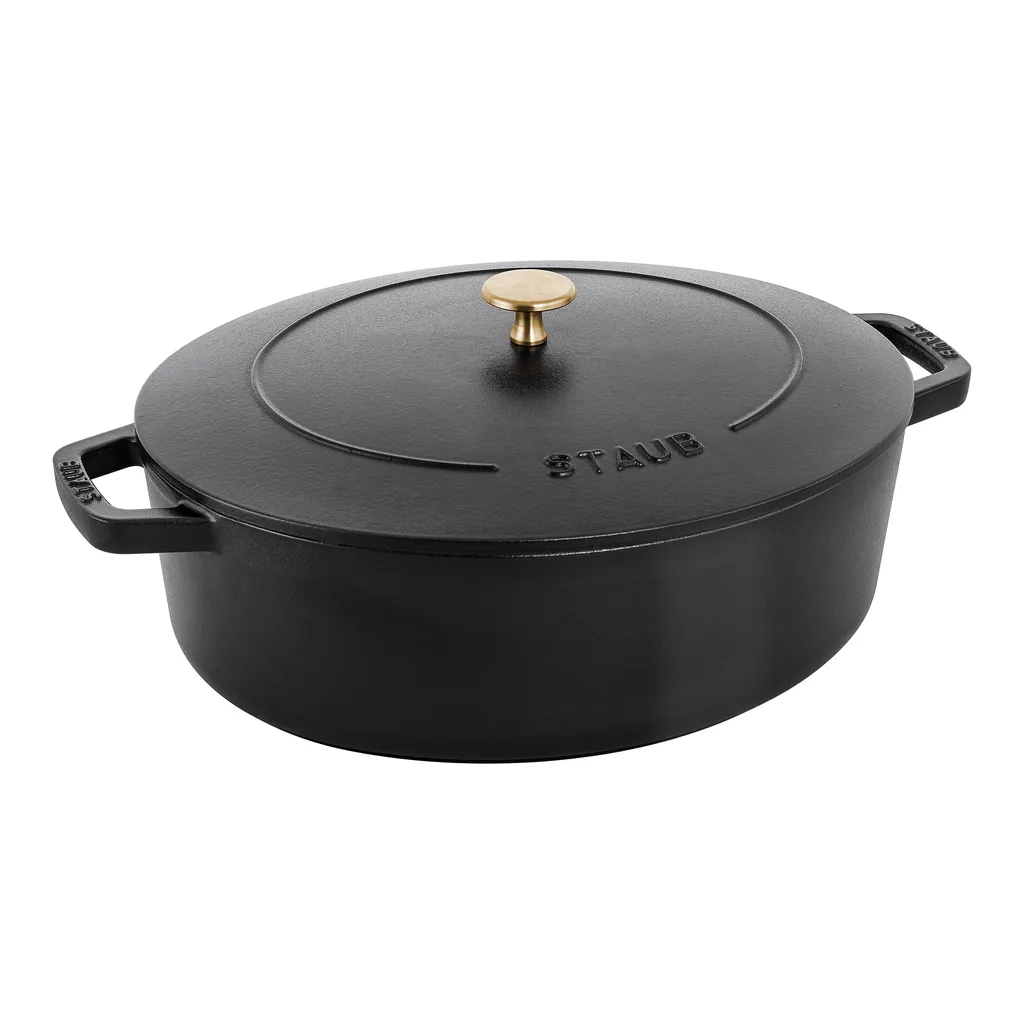 b11cfb5f-81a9-460b-bc5f-a903e23352c5.jpg Staub - Cast Iron 6.25-qt Shallow Oval Dutch Oven - Black