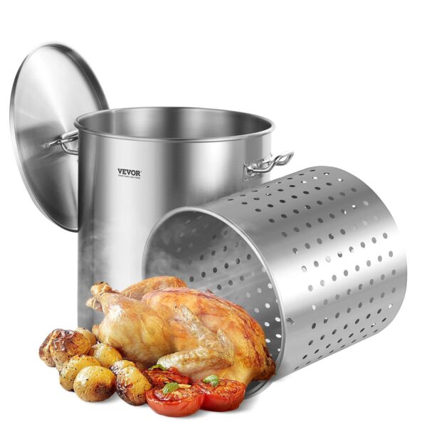 b13bf80f-17a9-4bc6-85f3-96df66293cb6.jpg VEVOR - Stainless Steel Stockpot, 54L Large Cooking Pots, Cookware Sauce Pot with Basket, Lid, and Handle, Grade Stock Pot - Stainless steel color