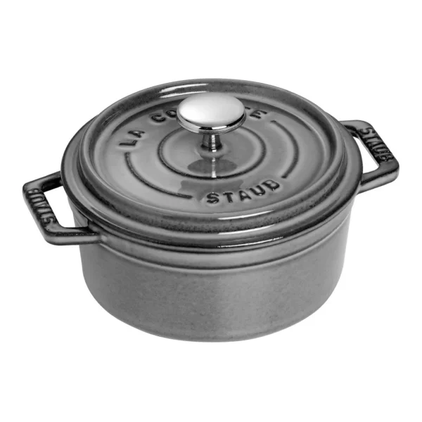 b2049428-b1e1-4a6c-894d-4fe54836030e.jpg Staub - Cast Iron Round Dutch Oven, Made in France, 0.5-qt - Graphite Grey
