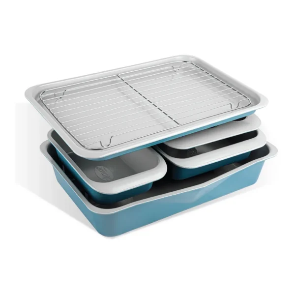 b24c7b3e-9299-460b-8d9e-214598289e91.jpg Gotham Steel - 6 Piece Nonstick Ceramic Stackable Bakeware Set - Teal