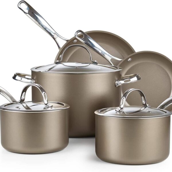 b39aa977-2f5e-4183-9f9c-2a195b4c5079.jpg Cooks Standard - 8pc Hard-Anodized Ceramic Nonstick Cookware Set,Saucepans, Stockpot, Frying Pans & Lids, Induction - bronze