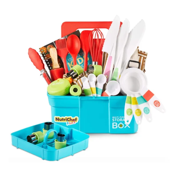 b3de5b0f-c9de-4847-8250-76f5ad744166.jpg NutriChef - Kids Cooking & Baking Set, Includes Apron, Nylon Knives, Utensils, & Baking Tools, Great for Ages 4+
