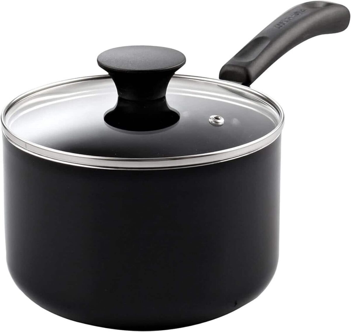b415c766-ed97-4f8d-aac5-9cefdef58e30.jpg Cook N Home - Basic 3QT Nonstick Aluminum Saucepan with Glass Lid,Multi-Purpose milk Chocolate cooking with Stay-Cool Handle - Black
