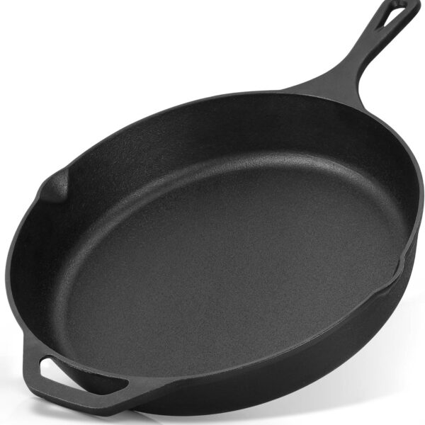 b489acfd-350b-4f91-abc6-8776e9a609f6.jpg Zulay Kitchen - Pre-Seasoned Cast Iron Skillet – 12.5 Inch Heavy Duty Frying Pan for Indoor & Outdoor Cooking - Black