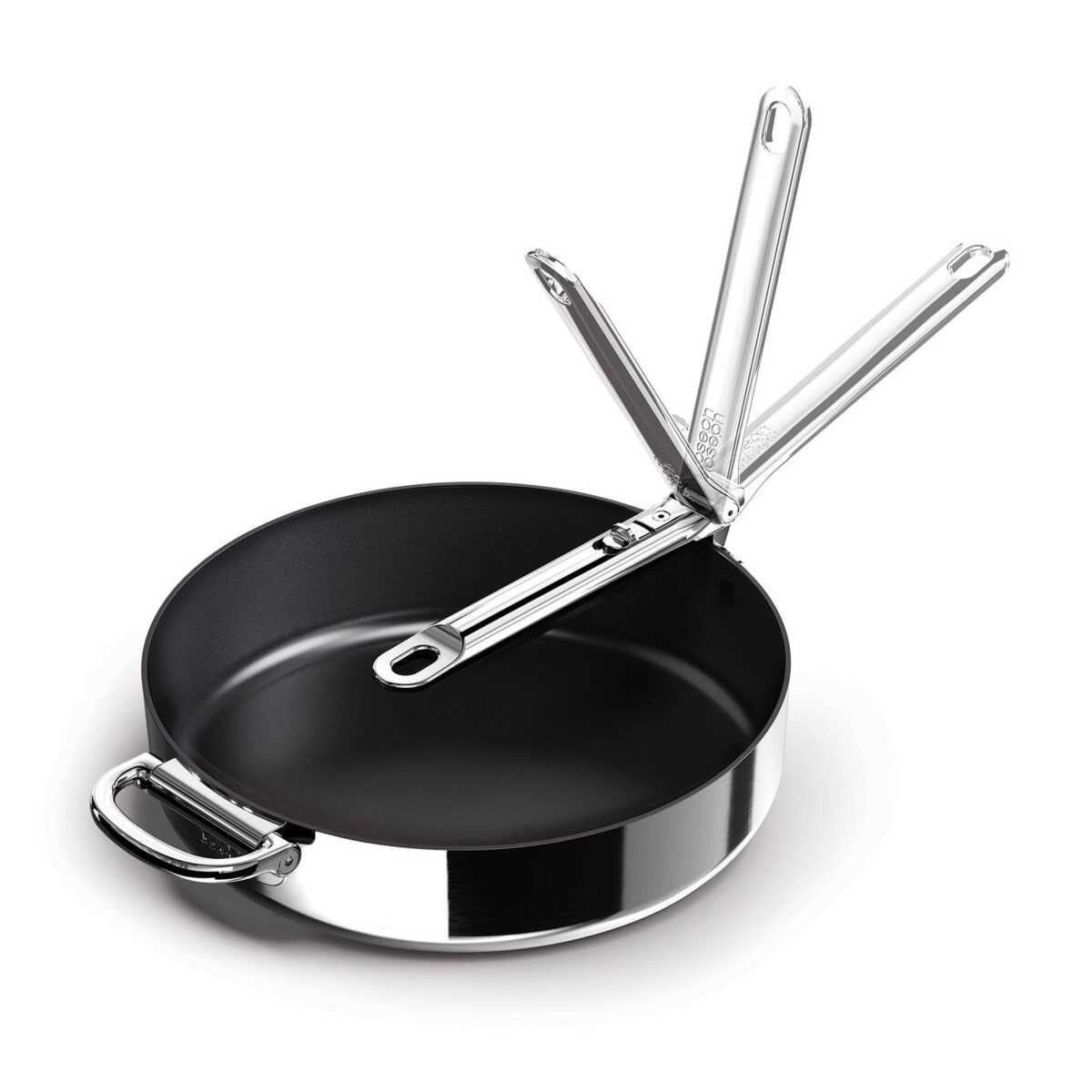 b55c8757-9881-43c0-95c0-ea9d0921aba6.jpg Joseph Joseph - Space Steel 11'' Ceramic Non-stick Frying Pan with Folding Handle - Stainless Steel
