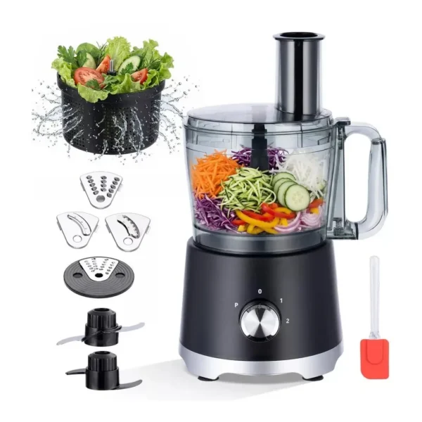 b66c8569-f0fc-4f7c-a430-46b1183d3baa.jpg Sugift BB047SUGZY089 10 Cup Food Processor with Salad Spinner Basket, 2 Speeds Pulse Control and 4 Cutting Discs, 2.5 L Bowl – Black