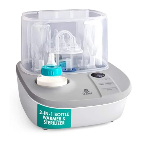 b7cfc42a-04c6-44a7-a8f7-c50a7c20674d.jpg Lil' Jumbl LILJUMBBSGRY 2-in-1 Baby Bottle Warmer & Sterilizer Dryer warms milk, sterilizes, and steams – Gray