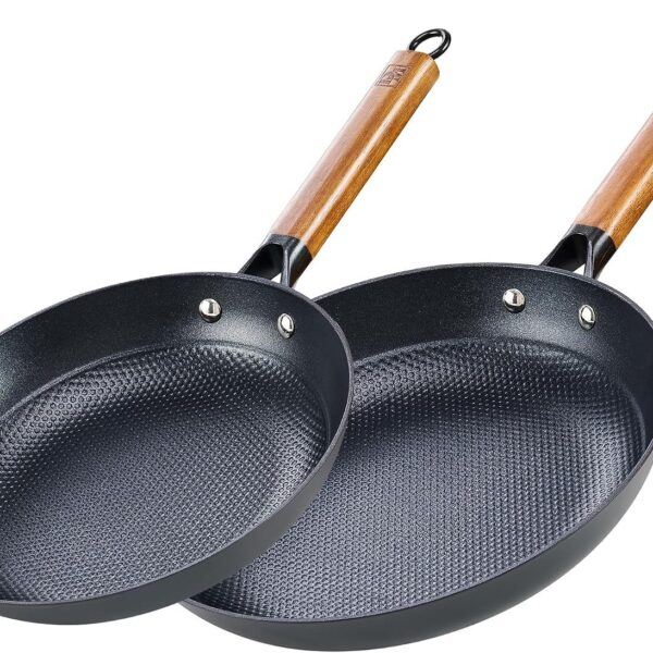 b81d7667-f1b1-4835-a801-76a498c5a3ac.jpg D&M - Cast Iron Non-Stick 2 pcs Fry Pan Set, 10 Inch+12 Inch - Black