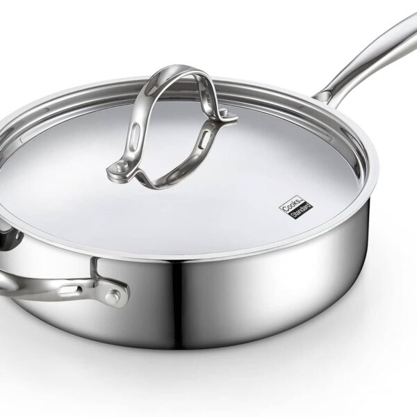 b87b01a3-12b7-4ba5-bfa9-14bb0a14e336.jpg Cooks Standard - Multi-Ply Clad 4 Qt S/S Sauté Pan, 10.5'' Deep Frying Pan Skillet with Lid, Stay-Cool Handle, Dishwasher & Oven Safe - Stainless Steel