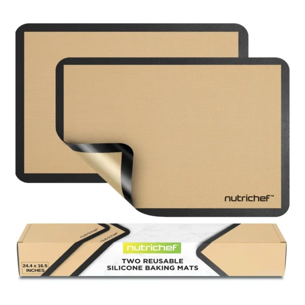 ba14a09a-413a-4788-9560-1dd9094d6098.jpg NutriChef - Silicone Baking Mats – 2 Non-Stick, Food-Grade Silicone for Full Pans, Oven-Safe, Black Color (NUBAPABK14)