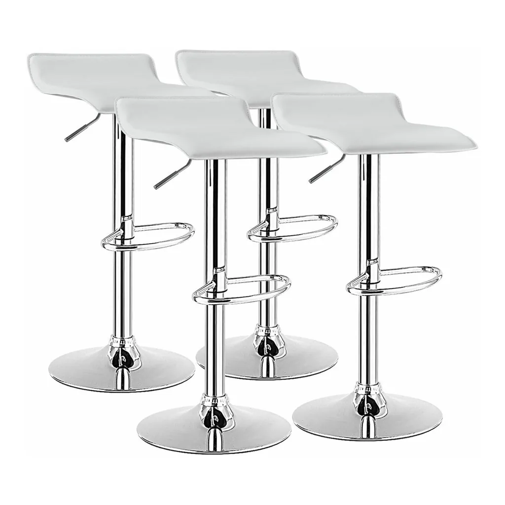ba825643-96ac-438b-a9c8-1db5d7b394ff.jpg Costway - Set of 4 Swivel Bar Stool PU Leather Adjustable Kitchen Counter Bar Chair - White