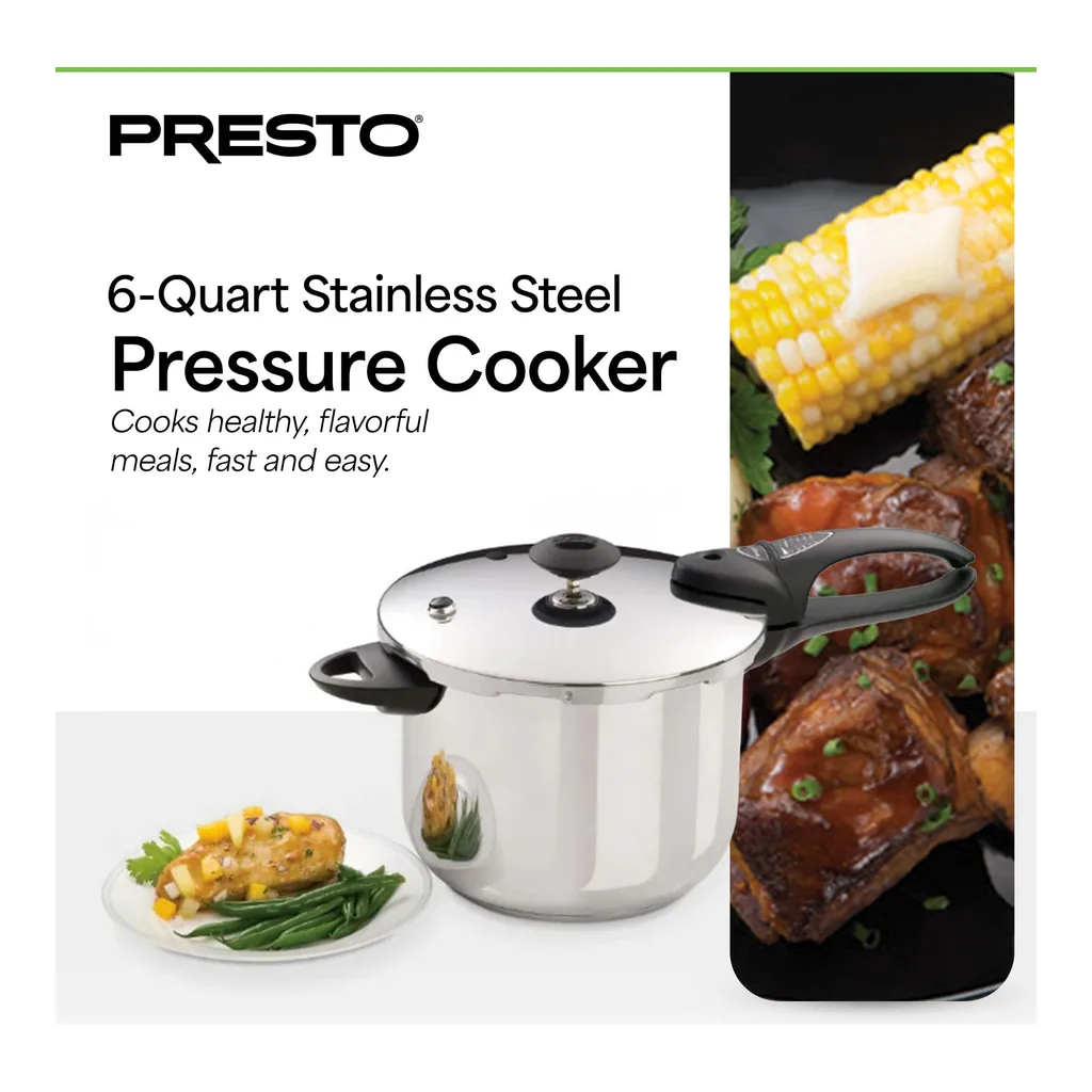 bb46f7b8-150a-468c-ba0e-c05ce15f1207.jpg Presto 01365 6 Quart Pressure Cooker, Dishwasher Safe, Tri Clad Base – Stainless Steel